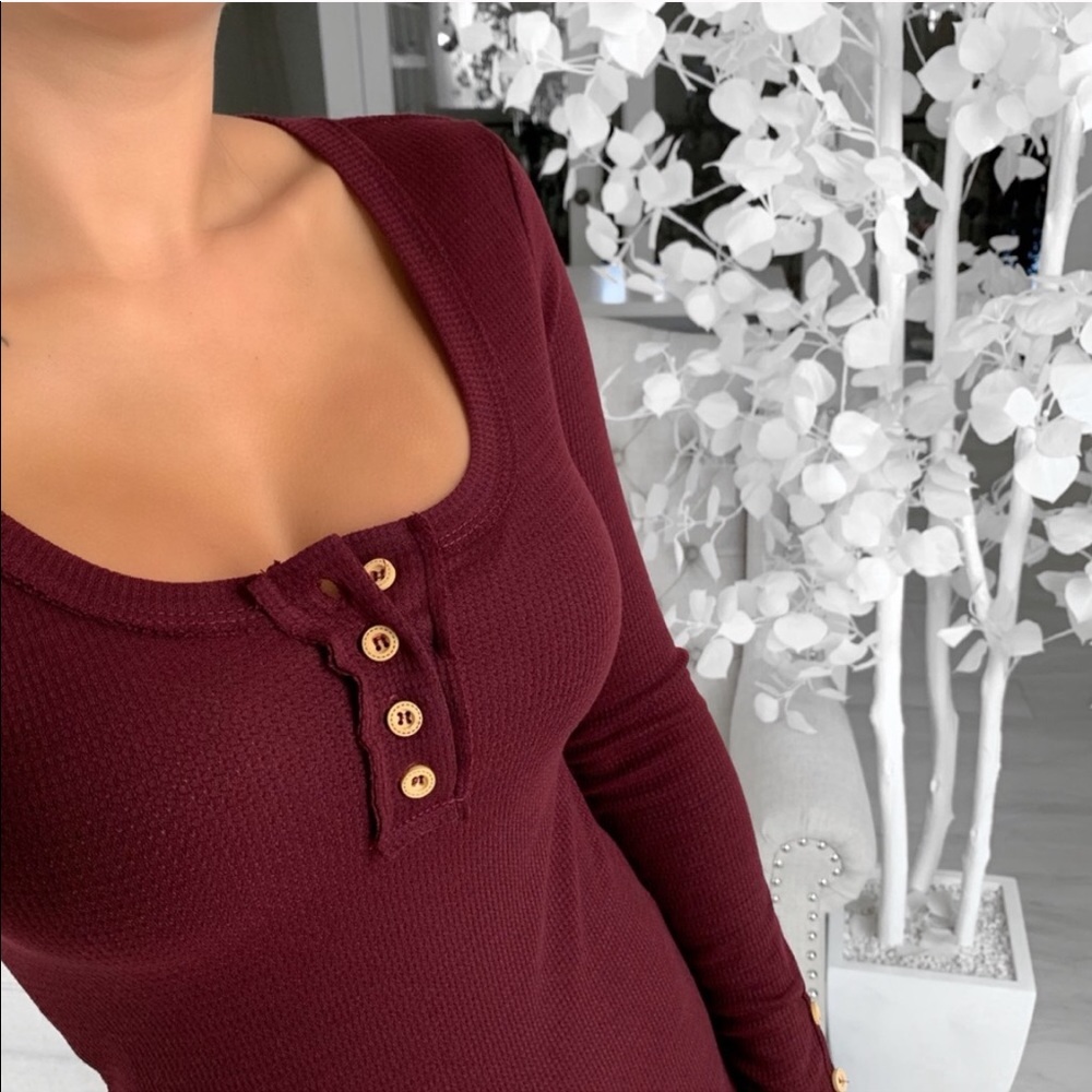 O’Riley cranberry Henley sz Large